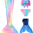 Superband Girls Bathing Suits Swimsuit with Fish Tail Cover Up Birthday Gift for Girl 3-13Years Size 110