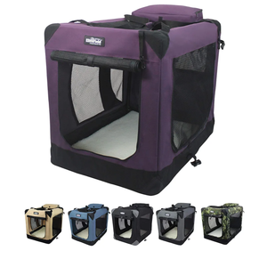 EliteField 3-Door Folding Soft Dog Crate with Carrying Bag and Fleece Bed, Indoor & Outdoor Pet Home (36" L x 24" W x 28" H, Purple