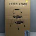 2 Step Ladder, Portable Steel Folding Step Stool with Wide Anti-Slip Pedal & Convenient Handgrip, 500lbs Sturdy Steel Ladder, White