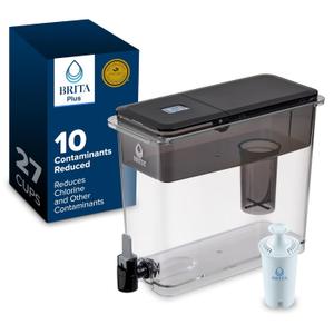 Brita UltraMax Large Water Dispenser with Standard Filter, BPAFree, Reduces Copper, Cadmium and Mercury Impurities, Lasts 2 Months or 40 Gallons, 27Cup