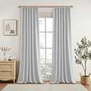 KangBang Pinch Pleated Light Grey Blackout Curtains 102 Inches Long, Linen Textured Noise Blocking Curtains for Living Room, Solid Pleat Modern Vertical Drapes with Hooks,42" W x 102" L,2 Panels