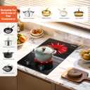 2 Burner Electric Cooktop - 12 Inch 2000W Electric Stove Built-in & Countertop, Two Burner Ceramic Cooktop with Knob Control, 9 Power Level, Over Heat Protection, 110-120V Plug in (Grey Konb), 12 Inch Black Knob