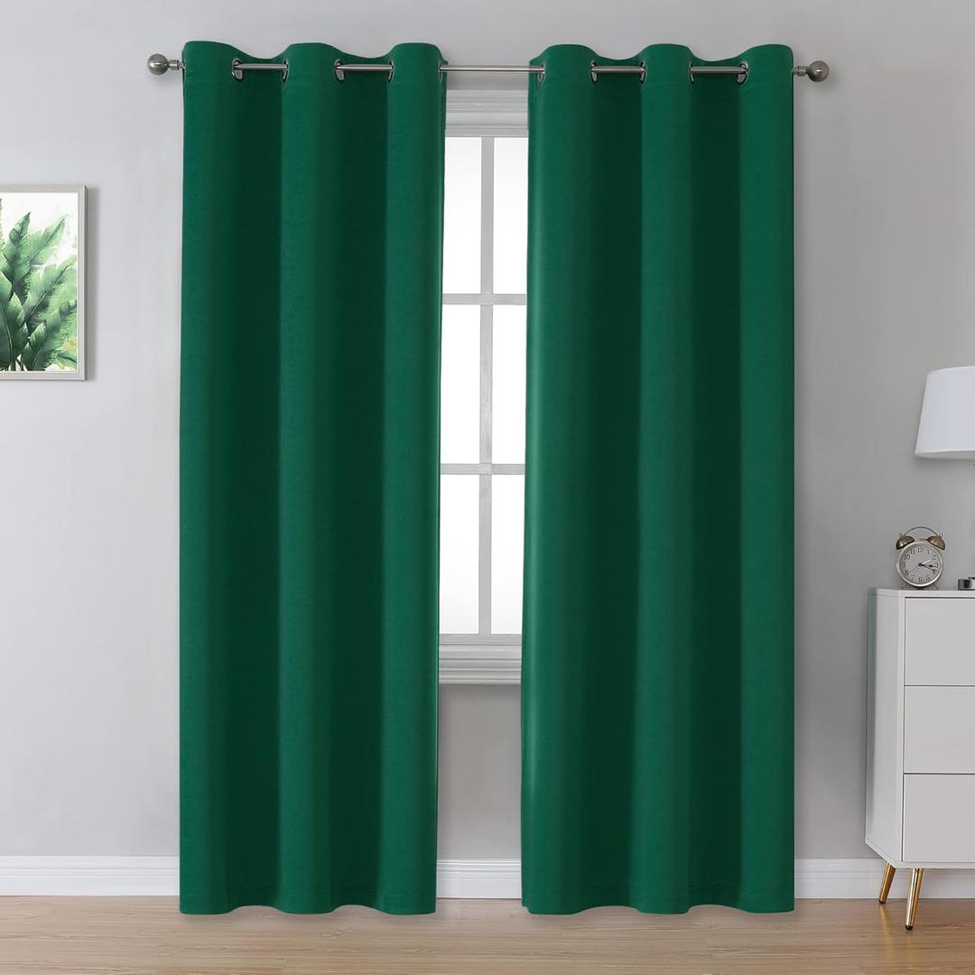 Blackout Curtains 2 Panel Green 40 x 62 In