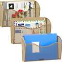 EasyPAG 3 Pack Wall File Organizer, Metal Mesh Hanging File Folder Holder for Letter/A4 Size Folders, Vertical Wall Mount Mail Sorter for Office Paperwork, Classroom, Gold