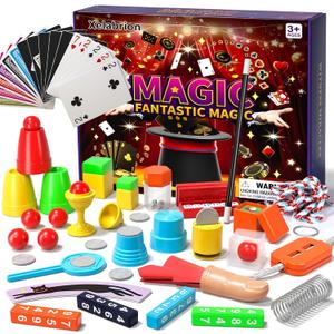 Magic Kit for Kids, 130 Magic Tricks Set for Kids with Magic Wand, Manual and Videos, Magic Set Toys Board Game Gifts for 6 7 8 9 10 11 12 Years Old Kid Boys Girls Beginner Christmas Birthday Parties