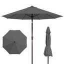 Patio Kingdom 9FT Patio Umbrella with Fiberglass Ribs, Outdoor Market Table Umbrella with Crank and Tilt, UV Resistant Waterproof Canopy for Patio, Garden, Deck, Pool, Gray