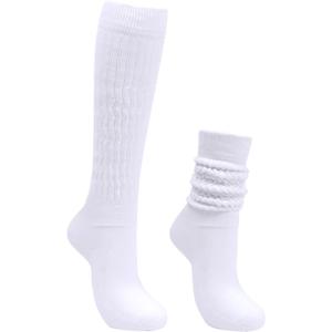 Intgoodluckycc Slouch Scrunch Socks for Women, Scrunch Long High Tube Socks (One Size, 1 Pair - White)