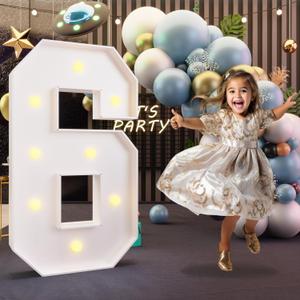 imprsv 3FT Marquee Numbers, Light Up Numbers for 16th 60th Birthday Decorations Anniversary Party Decor, Number 6 Light Up Number, Pre-Cut Foam Board Kit