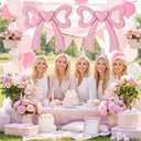 4Pcs Pink Bow Balloons, Large Size Foil Bow Garland Balloons, Pink-Bow Party Decorations for Girls Women, Bridal Shower Baby Shower Engagement Bachelorette Party Supplies(29.5x28.3 Inch)