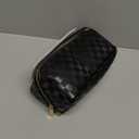 Large Capacity Travel Cosmetic Bag - Portable Makeup Bags for Women Waterproof PU Leather Checkered Makeup Organizer Bag with Dividers and Handle,Toiletry Bag for Cosmetics