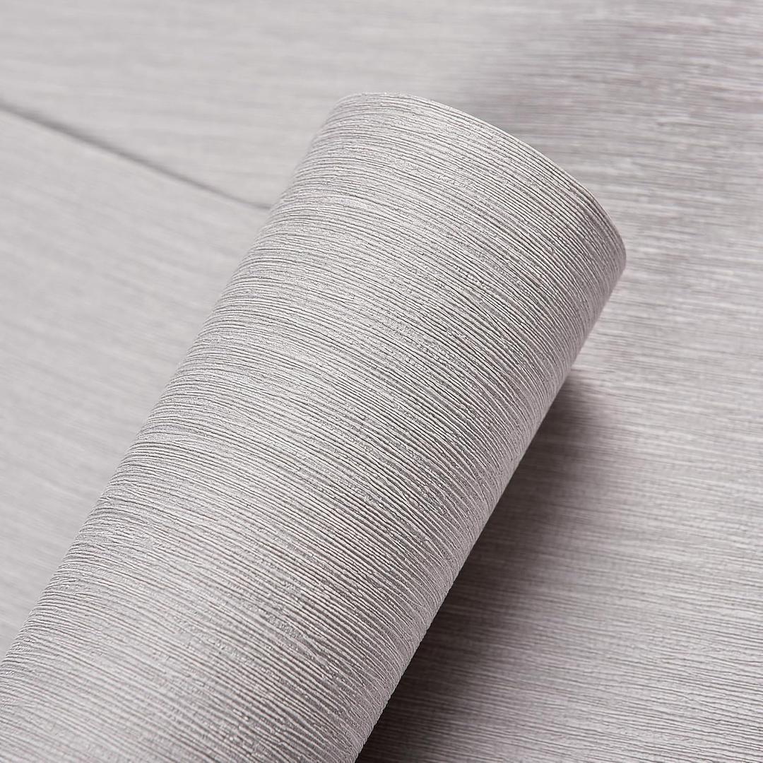 Haimin Grasscloth Wallpaper Peel and Stick 20.9in X 393in Fabric Contact Paper Wall Paper Textured Wallpaper Vertical Stripes Look Self-Adhesive Thick Vinyl Embossed Film