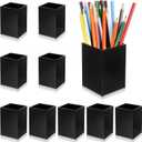 10 Pack Black Acrylic Pen Holder, Desktop Pencil Organizer Makeup Brush Holder Acrylic Pencil Cup Stationery Storage for Desk Office Pen Organizer