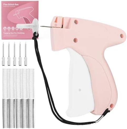 Fonwill Clothing Label Gun,Standard Retail Price Tag Labeling Gun Kit,Having 5 Needles, 1000 Micro Fasteners,Suitable for Store,Warehouse,Consignment,Yard Sale,etc.(Pink-1)