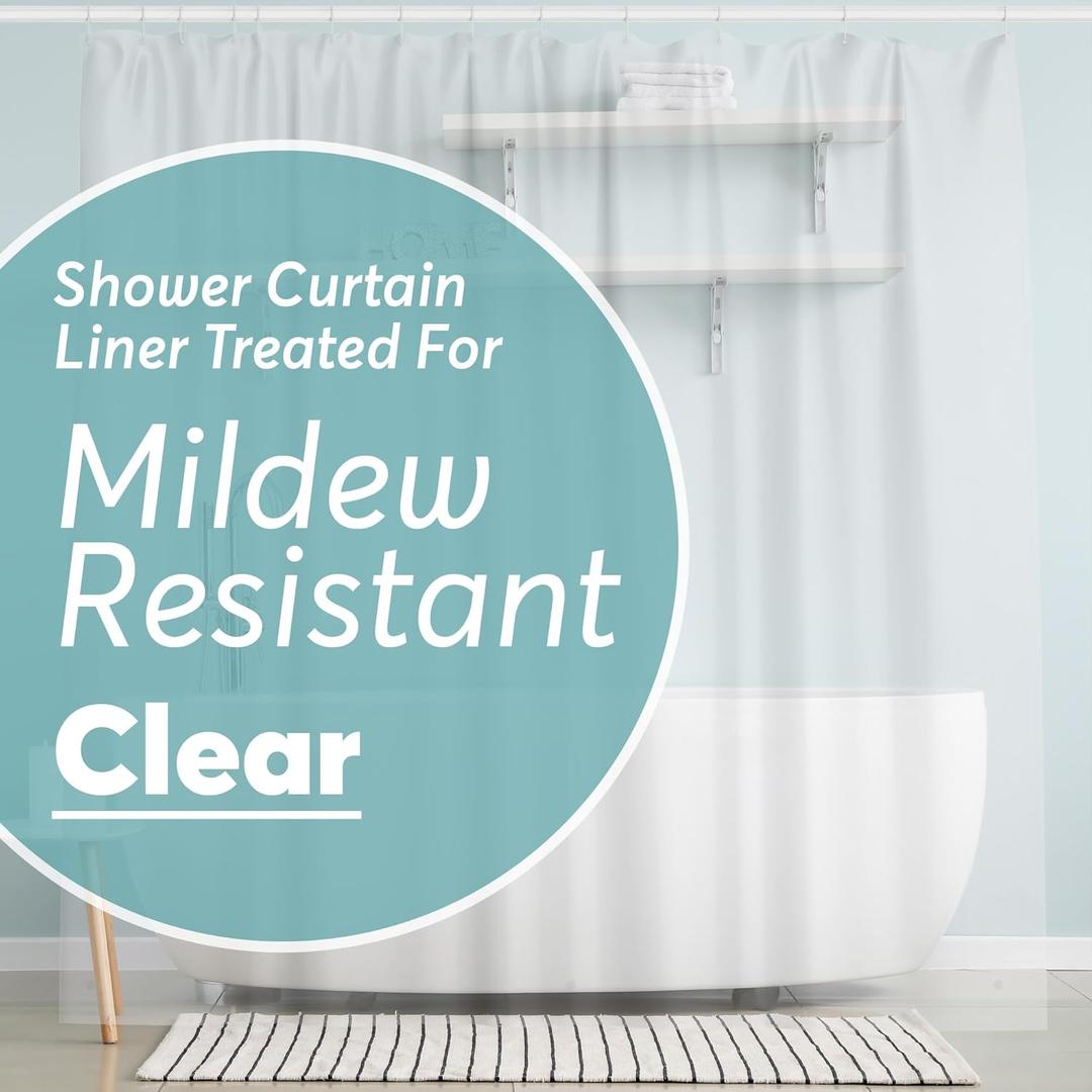 BigFoot Shower Curtain Liner  72 x 72 PEVA Premium Shower Curtain with Rustproof Metal Grommet and 3 Magnetic Weights  Odor Free and Compatible with Standard Showers, Clear (72"W x 72"L (Pack of 1), 1a Peva Clear Premium)