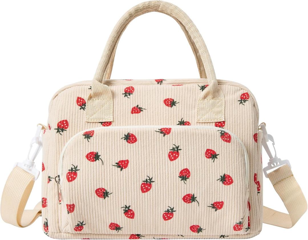 MEXS Insulated Lunch Bag for Women Men Large Reusable Lunch Box Adult Leakproof Portable Cooler Tote Bags for Work Picnic (Strawberry)