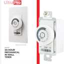 UltraPro 24-Hour Indoor Mechanical In-Wall Timer, 30 Minute Interval, Neutral Wire Required, Dial Timer Light Switch for Lights, Bathroom Fan, Exhaust Fan, Single Pole Wall Timer Switch, White, 41092 (1 Pack)