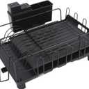 Retractable Dish Rack, Multifunctional Large Capacity Expandable Dish Drainer, Dish Drying Rack Expandable Dish Racks for Kitchen Counter Black