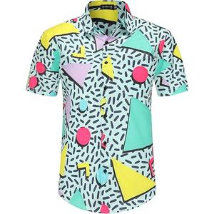 DOOPCCOR 90s Shirt 80s Shirts for Men 80s 90s Disco Retro Casual Button-Down Shirts 80s Mens Clothing (Medium)