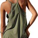 Yidarer Womens Summer Athletic Mini Dress Sleeveless Spaghetti Strap Built-in Shorts Scoop Neck Sundress with Pockets (Green, XS)