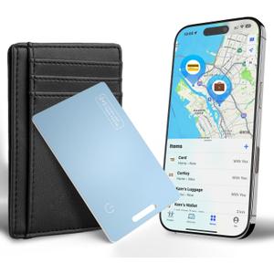 MFi Certified Wallet Tracker Card for Apple Find My, Ultra Slim Rechargeable & IP68 Waterproof Item Finder Locator Tag to Find Lost Wallets, Keys, Luggage (Blue, 1 Pack)