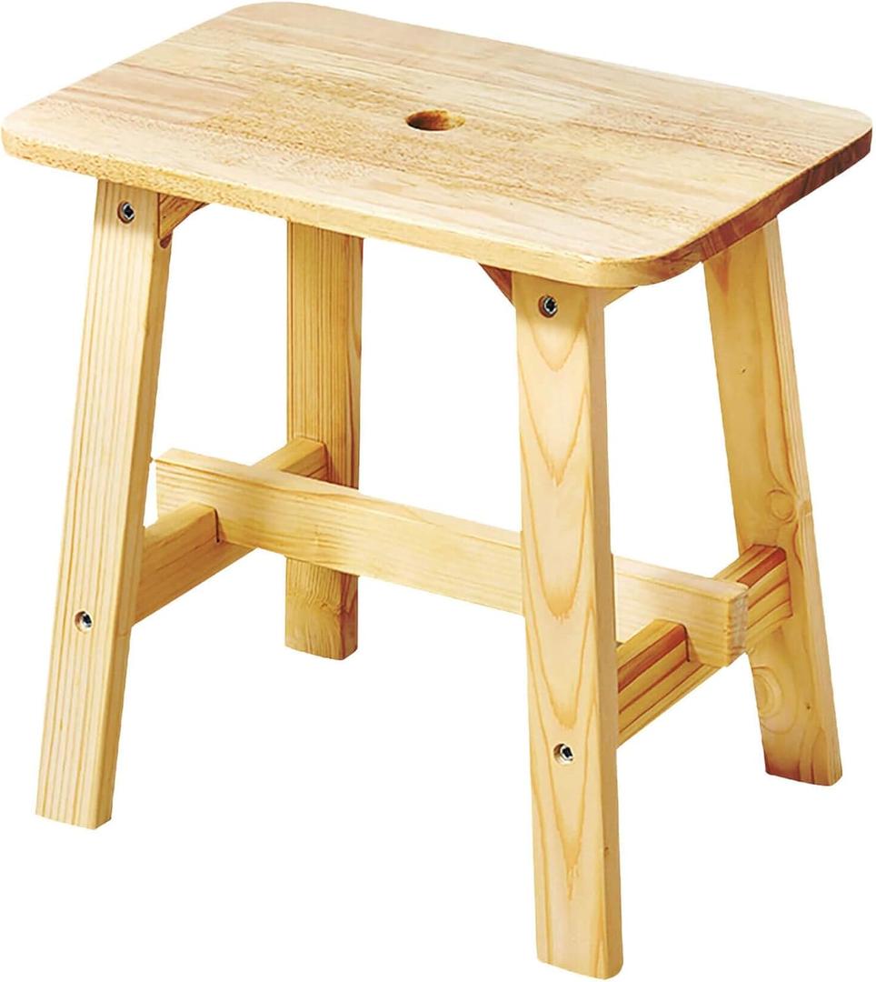 Solid Wood Stool, 18 Inch Rectangle Patio Wooden Stools (Rectangle 18")