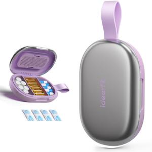 Travel Pill Organizer, Adjustable 3-6 Compartments Portable Pill Box, Small Metal Case, Daily Medicine Container, Moisture Proof Storage Dispenser Holder Vitamin Supplement for Pocket Purse