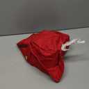 Red Costume Hat With Gold Trim And White Feathe