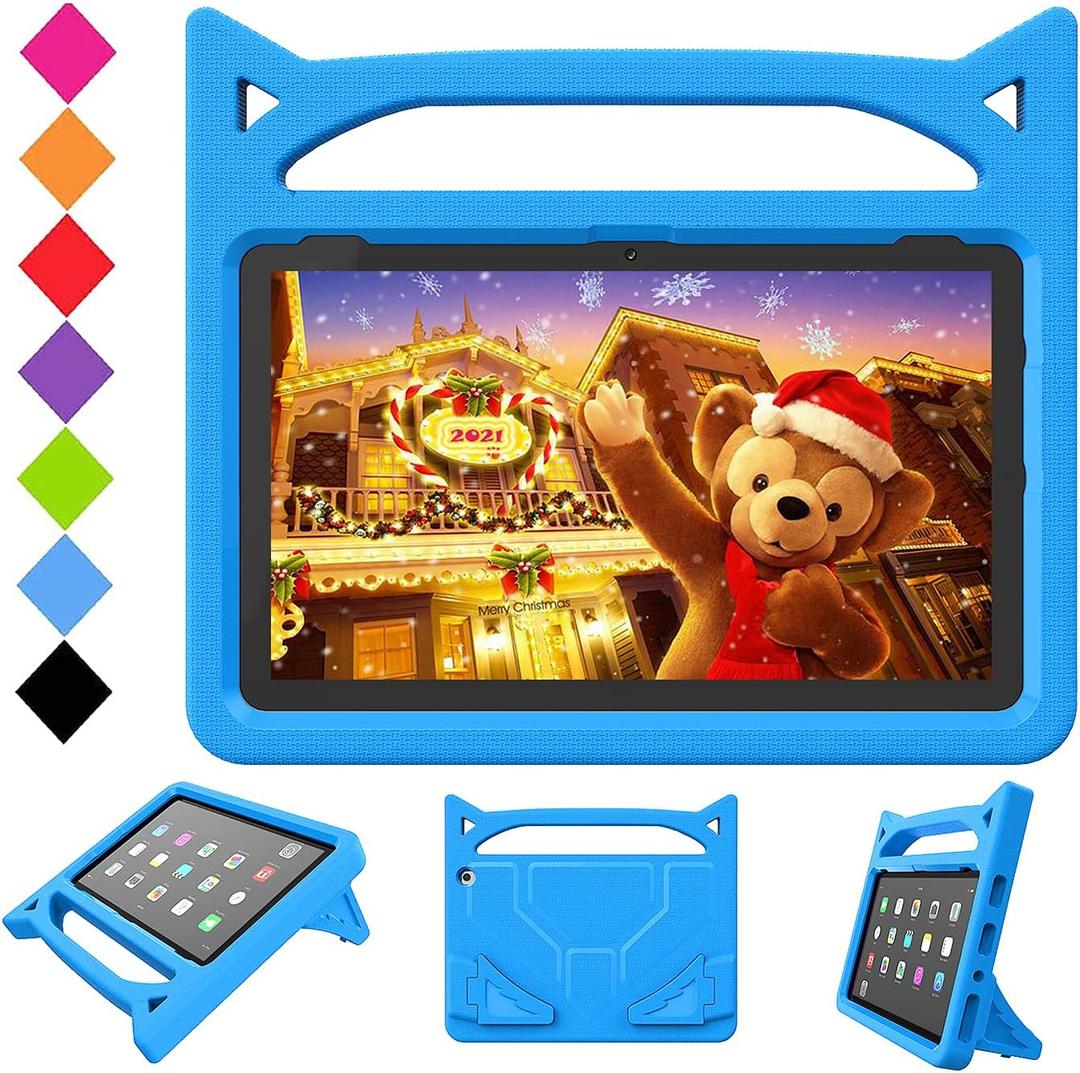New 10 Tablet Case for Kids(2023/2021 Release) Incompatible with iPad TCL Sony-SHREBORN Lightweight Shockproof Kids Covers with Cute Cat Handle Stand-Blue1