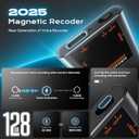 128GB Magnetic Voice Activated Recorder - (9600Hrs) Digital Voice Recorder with Playback, Dictaphone Recording Device Portable Tape Recorder with DSP 5.0-AI Noise Reduction for Work Lectures Meeting