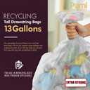 PAMI Recycling Tall 13-Gallon Kitchen Drawstring Trash Bags- Extra-Strong Plastic Garbage Bags [Clear 60 Pack]- Thick Trash Can Liners For Kitchen & Outdoor Bins- 2ft x2ft Unscented Trash Bags