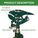 Hourleey 2 Pack Impact Sprinkler for Yard, Adjustable 360 Degree Zinc Alloy Sprinkler Head on Metal Step Spike, Heavy Duty Pulsating Water Sprinklers for Large Area Lawn Garden Irrigation
