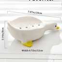 1 Pack Duck Ceramic Soap Dishes,Soap Holder with Drain,Soap Dish Container,Dish Soap Tray,Sponge Holder,Soap Tray for Shower,Bathroom,Bar,Kitchen,Counter (Duck), White