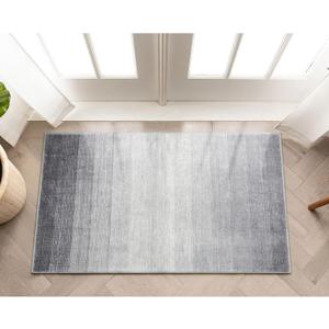 Wonnitar Modern Ombre Small 2x3 Entryway Rug, Washable Grey Front Door Mat, Non-Slip Contemporary Kitchen Accent Mat Gradient Faux Wool Indoor Floor Carpet for Bathroom Bedside Entrance (Grey,2'x3')