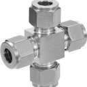 PATIKIL 304 Stainless Steel Cross Compression Tube Fitting 3/8" ID x 3/4"" OD, Pipes Adapter for Water Garden Irrigation System, Silver