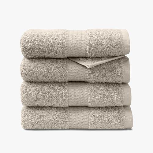 1888 Mills 4 Pack Premium Hand Towel Set, True Classics Premium Cotton Blend, Super Soft and Highly Absorbent Hand Towels for Bathroom, Hotels, Spa and Gym, Taupe