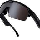 CHAMELO Music Shield Smart Audio Sunglasses Matte Black Frame, Smoke Lenses | Open-Ear Bluetooth Glasses for Men & Women with Electronic Tint Control, Sweat Proof, 100% UV Protection