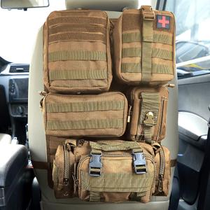 Universal Tactical Seat Back Organizer Vehicle Molle Panel Organizer Storage Bag with 5 Detachable Molle Pouch for All Vehicel Such as Jeep,Truck,SUV, Car, Ford,Chevy etc (A model-Khaki)