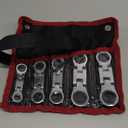 Stubby Wrenches Set, Flex Head Ratcheting Wrench Set Double Box End Ratchet Wrench Metric 8-19mm 5 Pieces (8 to 19 all)