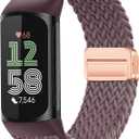 Magnetic Braided Watch Bands Compatible with Fitbit Charge 6/Fitbit Charge 5 for Women and Men,Smartwatch Replacement Elastic Nylon Sport Strap
