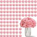 100 PCS Blush Hydrangea Artificial Flowers, Silk Full Flowers Heads with Stems for Wedding Centerpieces, Home, Garden, Baby Shower, Party Decoration