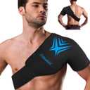 Shoulder Ice Pack Rotator Cuff Cold Therapy Flexible Reusable Gel Ice Cold Pack Compression Wrap for Injuries Pain Relief & Tendonitis, Recovery After Shoulder Surgery, Swelling(Black)