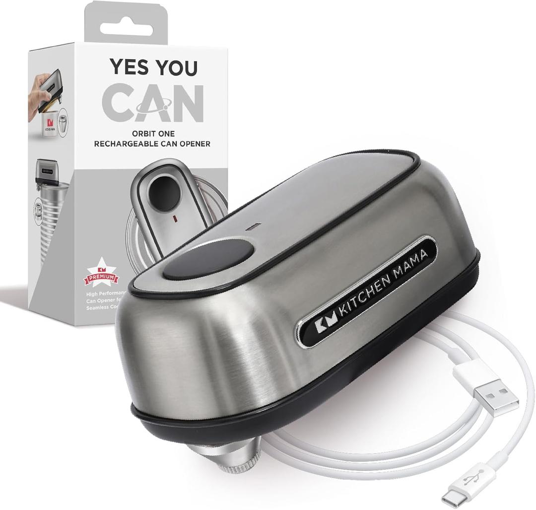 Kitchen Mama Orbit One Stainless Steel Rechargeable Electric Can Opener, Small