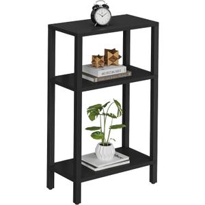 TUTOTAK Small Side Table, Narrow End Table, Skinny Sofa Table, Slim Nightstand, Couch Table, Living Room, Bed Room, Black TB01BK077 (3-Tier7.9"D x 15.8"W x 26"H)