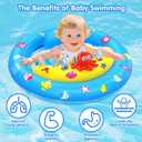 Baby Pool Float with Canopy, Inflatable Baby Swim Float with UPF50+ Sun Protection, Toddler Infant Pool Float with Toy Play Console Adjustable Safety Seat for Kids Girls Boys Aged 6-36 Months, 31 inches in diameter