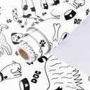 Peel and Stick Wallpaper Black and White Contact Paper Modern Dog Animal Wall Paper Textured Self Adhesive Removable Wallpaper for Nursery Kids Room Cabinets Shelf Liner Vinyl Roll 17.5"x102"