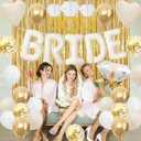 Vlipoeasn 39PCS Bachelorette Party Decorations Kit, Sand White Bride to Be Party Decorations, Bride to Be Sash & Veil, Tattoo Sticker, Foil Curtains, Balloons, Bridal Shower Party Supplies