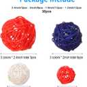 Patelai 36 Pcs Wicker Rattan Balls Decorative Balls for Vase Centerpiece Bowls Orbs Filler for Home Decor,4 Sizes(Royal Blue, White, Red,2.4'',2'',1.6'',1.2'')