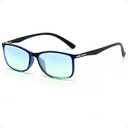 Color Blind Glasses for Men, Red-Green Color Blindness Vision Correction & Enhancement Eyewear (Black Frame - Navy Temple)