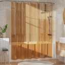 AmazerBath Shower Curtain Liner, EVA Clear Orange-Brown Heavy Duty Shower Curtain and Liner 2-in-1, 72x72 Luxury Plastic Weighted Bathroom Shower Liner, 12 Rustproof Grommets & 3 Heavyweight Stones