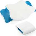 Cervical Pillow Case Cover Comfortable and Breathable Memory Foam Cervical Neck Pillow Case Cover with Zipper(White, Blue, Queen Size)